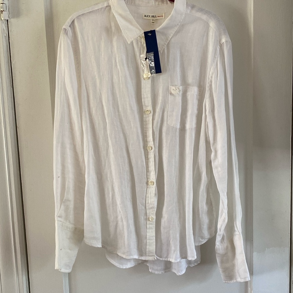 NWT Alex Mill 100% Linen shirt size XXL white